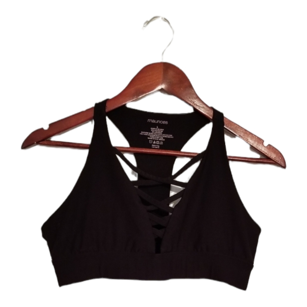 Maurice's Black Sports Bra Criss-Cross Front